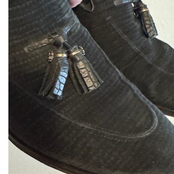 Roberto Cavalli Luxury Black Suede With Tassels Loafer 10 - Picture 1 of 11